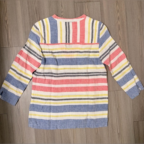 BODEN Women’s Striped Multicolor V-Neck Linen Top - Picture 4 of 6